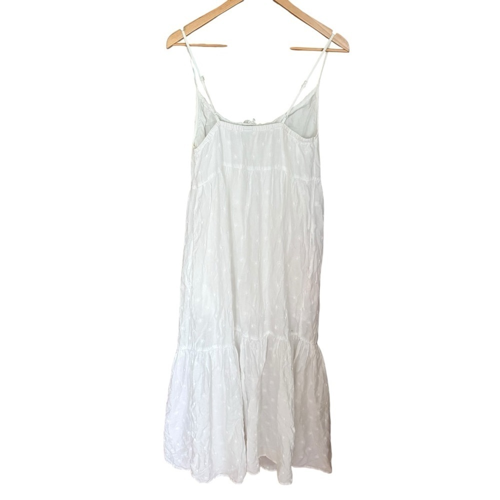 Old Navy White Cottagecore Swiss Dot Tiered Maxi Dress Tie Front Boho S - Picture 6 of 10